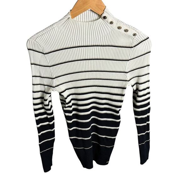 Ted Baker Wanada Stripe Mock Neck Sweater White / Black Size 10 - Picture 8 of 10